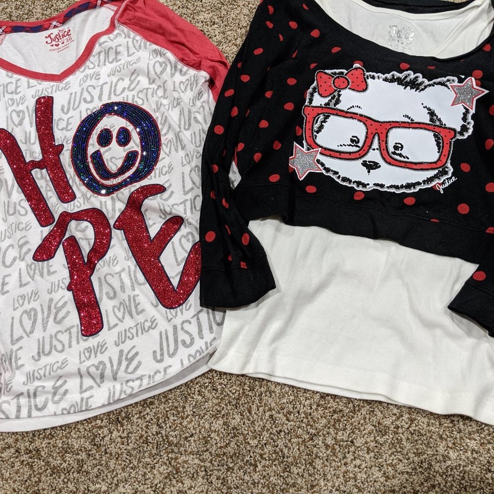 Justice L/S Shirt Lot; Size 20 - Red Tones